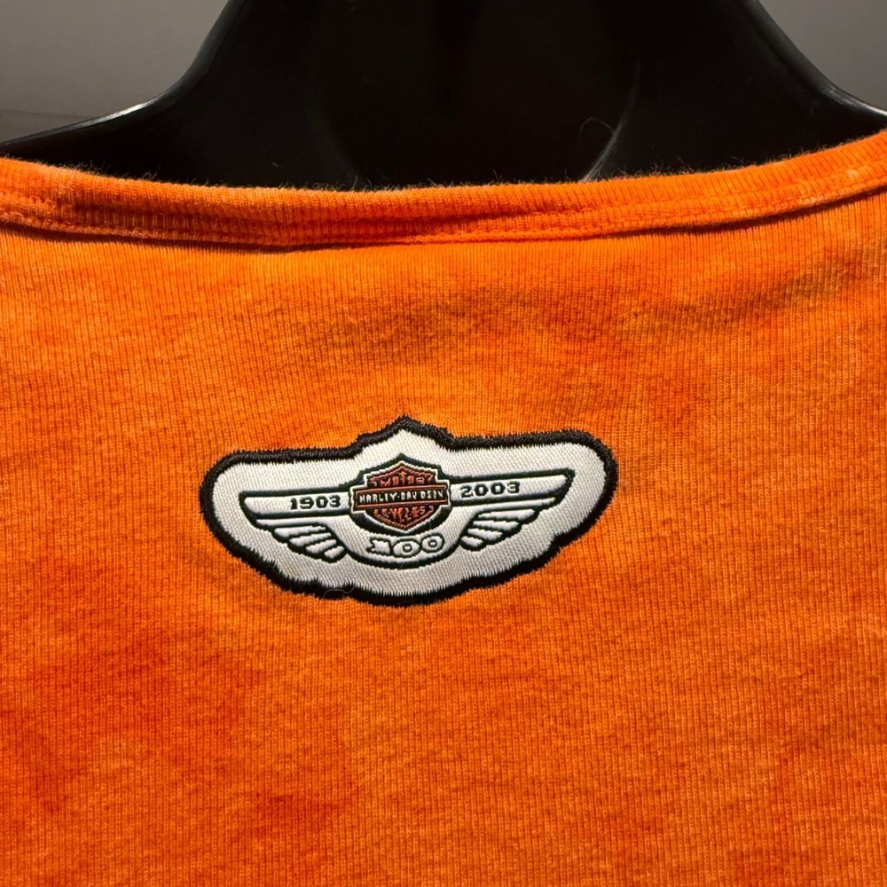 Harley Davidson Women's‎ Orange Tie Dye Long Sleeve Motorcycle T-Shirt - Picture 4 of 5